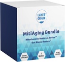 Layer Opprinnelse MitiAging Bundle, Anti-Aging 2-Bottle Pack: Gut Biome Restore og Mitokondrie Revive - Boost Cellular Helse naturlig, 30 dagers forsyning