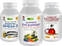 ANDREW LESSMAN 3 Product Eye Health Bundle - 360 Softgels Hver av Ultimate Eye Support, maksimal essensiell Omega-3 og komplette Tocotrienols. Støtter og støtter øyehelse.