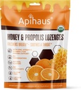 Honning og propolis Lozenges Orange Flavor, Freshens puste - Soothes a Throat- Immune Support med vitamin C, vitamin D og sink, 20 Count
