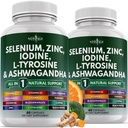 New Age Selenium, Sink, Iodine, L Tyrosin, Ashwagandha - Supplement for kvinner og menn med Bladderwrack, Turmeric, Silica Kelp, Schisandra - 120 greve