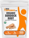 BulkSupplements.com Organisk Burdock Root Extract pulver - Burdock Root Powder, Herbal Supplement - Vegansk & Glutenfri, 1g per servering, 1kg (2,2 lbs) (Pack of 1)