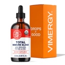 Vimergy Total Immune Blend* Flytende Supplement, 57 Serverer rask-absorberende immun støtte - All-Season, Sink, Thyme og Mullein Drops Non-GMO, Vegan, USDA Organic, Immunity Support for voksne (115 ml)