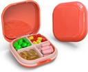 Daglig Pill Organizer 4 Sammenligninger, Liten Pill Box Bærbar reisepille saken, Mini Pill Container for Purse Pocket, Kompakt reise medisinorganisator for vitamin, Cod Liver Oil, Supplement (Pink)