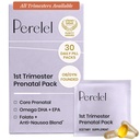 Perel 1st Trimester Prenatal Pack, Multivitamin med Folat, vitamin D, Omega 3, jern og ginger, ernæringsmessig støtte for tidlig graviditet, soya og glutenfri, ikke GMO, 30 daglige piller