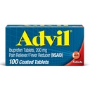 Advil Pain Relief and Fever Reduser, Smertelindring medisin med Ibuprofen 200 mg for hodepine, ryggsmerter, menstruasjonssmerter og ledd smertelindring - 100 belagte tabletter