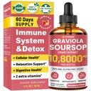 Graviola Soursop Leaf Extract Liquid - Soursop Bitters Liquid, Support Immune, Sleep, Lever og søvn, Sukker og alkohol-fri, høyabsorberbar formel, Jordbær Flavor, 2 Fl Oz