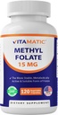 Vitamatisk Metyl Folat 15 mg – 120 Grønnsaker kapsler optimalisert og aktivert høy potens – Metabolisk aktiv folat