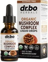 Organiske Lions Mane Mushroom Complex - Mushroom Supplement flytende dråper Tinktur for fokus, tåke, hjerne helse kosttilskudd - Vegan, Herbal Organic Lions Mane Mushrooms, Reishi, Tyrkia Tail Extract 1oz