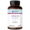 Vitamin World CoQ10 200 mg Softgels, Coenzym Q10 kosttilskudd for antioksidant støtte, hjerte helse og energi produksjon, Glutenfri, 120 Rapid Release Softgels