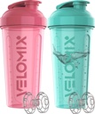 VELOMIX -2 Pakke- 28 oz Protein Shaker flasker for proteinblandinger - 2x Wire Whisk | Leak Proof Shaker Cups for proteinshaker | Protein Shaker flaske pakke (Pink/Turquise)