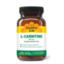Country Life L-Carnitine 500mg – 60 Vegan Capsules | Støtter energiproduksjon og fettmetabolisme | Inkluderer vitamin B6 for bruk | Glutenfri, sertifisert Vegan Aminosyre Supplement