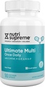 Nutri Supreme Ultimate Multivitamin for menn og kvinner, med over 20 vitaminer og mineraler, daglig ernæringstilskudd for immunstøtte, Kosher, vegetar 90 dagers forsyning
