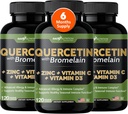 Gade ernæring Quercetin med vitamin C og sink - Quercetin 500mg - Quercetin med Bromelain - Zinc Quercetin - Quercetin kosttilskudd + vitamin D3 (Non-GMO, Glutenfri, Vegan) - 6 måneders forsyning