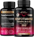 Benfotiamin 300 mg - Nerve støtte, energi og metabolisme støtte - Benfotiamin Supplement fettoppløselig vitamin B1 - høy biotilgjengelig og absorberbar - med Thiamin, vitamin B12 & B6 - 90 Kapsler