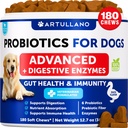 Probiotika for hunder - Støtte Gut Helse, kløende hud, allergier, immunitet, Yeast Balance - Hundeprobiotika og digestive enzymer med prebiotika - Reduser diarrea, gass - 180 Probiotika Chews for hunder