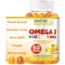 SHIFAA NUTRITION Halal Omega 3 for barn med DHA Gummies for hjerneutvikling, hjerte og immun støtte, plantebasert, ikke-GMO, algae-basert DHA, Gluten & Gelatin-fri barn Omega 3 Gummies, 30 serveringer