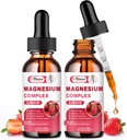 2 Pack Triple Magnesium Complex Flytende Drops Blande med Magnesium Glycinate 500mg, Malate og Taurate for Max Bio-Tilgjengelighet | Høy absorpsjon | Vegansk, Ikke-GMO | Nerv, Avslapping, Muskel og søvn