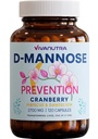 Cranberry D Mannose Capsules — D Mannose med tranebær, Hibiscus & Dandelion, 2000 mg/dag – støtter urinbåndstrakt helse og komfort – 120 Veggie Capsules