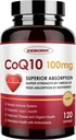CoQ10-100mg-Softgels med PQQ, BioPerine & Omega-3, Coenzym Q10 Supplement for høyabsorpsjon, kraftig-antioksidant, støtte hjerte og energi-produksjon