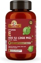 E-vitaminkapsler for immun, hjerte, hud og antioksidant helse - 100% vegan én gang daglig kapsler 90 kapsler på 400 IE (268 mg)