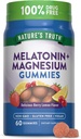 Naturens sannhet Melatonin med Magnesium Gummies | 60 greve | Berry Lemon Flavor | Vegansk, ikke-GMO & Glutenfri Supplement