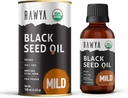 RAWYA svart frøolje - kaldt presset - svart cuminfrø - Premium Nigella Sativa - Omega 3 6 9 - Kalonji for hud og sunnt hår - ikke-GMO, Glutenfri - velværeolje - Mild Flavor - 3.4 fl Oz