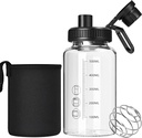 Glass Shaker flaske, 22oz BPA-fri Odorless Shaker flaske med 304 rustfritt stål ball og bevegelig rengjøringsbørste for Fitness Protein Mixes(1Pack)