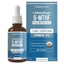Organisk L-metylfolat 7,5 mg Plus Metyl B12-kofaktor - Metabolisk aktiv 5-MTHF-form, superior form av folat - organisk Berry Flavor, flytende sublingual form - Mood, kognisjon, metylering (1 oz)