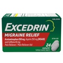 Excedrin Migraine Relief Caplets for Migraine Symptomer, Acetaminophen 250 mg, Aspirin 250 mg, Koffein 65 mg, smertefriere, 24 greve