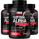 Force Factor Test X180 Alpha, Testosteron Booster for menn, Testosteron Supplement med L-Citrullin for å bidra til å bygge muskel og styrke, Boost Nitric Oxid for ytelse, 120 greve (Pack of 3)