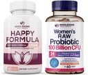 Helsom helst velvære Happy Formula Natural Formula Relief Supplement + Dr. Formulert Rå Probiotika for kvinner 100 milliarder CFUs Bundle