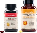 NatureWise Vitamin B12 1000 mikrog 150 Softgels & vitamin D3 5000iu 360 Mini Softgels for energi, mental klarhet, bein og muskel støtte