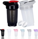 Shaker Bottle Protein Shakes Cup og 10-Ounce / 300ML ShakerBottle med Whisk Balls, Protein ShakerBottles Set,Non-BPA plast (svart + grey(2PCS))