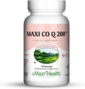 Maxi Health CO Q10 200mg - Coenzym Q10 Supplement - hjertehelse - 60 kapsler - Kosher