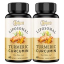 Liposomal Turmeric Curcumin Supplement - 2000 mg, 95% Curcuminoid Ekstrakt med Piperine - 60 Softgels (2 flaske)