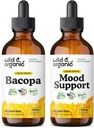Wild & Organic Bacopa Tinktur 4 fl oz & Mood Støtte Tinktur 4 fl oz
