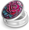 Pill Box-3 sammenliknende liten pille tilfelle for purse & Pocket Mini Metal Pill Holder reise piller container å holde kosttilskudd vitaminer BPA-fri (Rose)