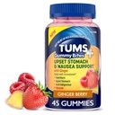 TUMS Plus Upset Mage & Needle Support, Diett Supplement, Ginger Berry - 45 Count