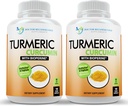 Turmeric Curcumin Supplement - 2250mg/d - Veggie Caps - 95% Curcuminoids med Black Pepper Extract (Bioperine) - 750mg Kapsler - 100% Økologisk - Mest kraftige Turmeric (Pack of 2)