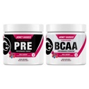 Honning Badger Pre trening pulver & BCAA Aminosyrer pulver Bundle | Beta Alanine, koffein & vitamin C + Electrolytes | Vegansk keto sukker gratis og paleo for menn og kvinner | 30 serveringer (Wild Berry)