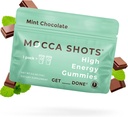 SGC høyeste konsentrasjon 100 mg koffein per gummy, 2 gummier per pakke, 12-Pack mocca Shots Mint sjokolade Plant-basert nootropic Instant Energy med Ginkgo biloba, Teobromin.