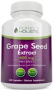 Rent Holistisk Grape Seed Ekstrakt 20 000 mg - 250 Vegan Capsules - 8+ Måneds Supply - Standardisert til 95% Polyphenoler - 400 mg per Kapsel - Maksimal styrke Grapefrø - Ikke-GMO & Pesticid Free