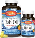 Carlson - Den svært fineste fiskeolje, 700 mg omega-3s, norsk fiskeolje Supplement, Wild Caught Omega-3 Fish Oil, Sustainly Sourced Fish Oil Capsules, Omega-3 Supplement, Orange, 120 + 30 Softgels