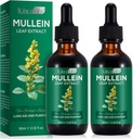 2 Pakke Mullein Drops for Lungs, Naturlig Mullein Herbal Kosttilskudd, Mullein Leaf Ekstrakt for Lung Cleanse og Respiratorisk støtte, 2,02 fl oz