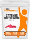 BulkSupplements.com Cayenne Pepper 40000 HU pulver - Capsaicin kosttilskudd, Cayenne Pepper pulver - Vegan & Glutenfri, 500 mg per servering, 250g (8,8 oz) (Pack of 1)
