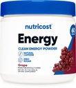 Nutricost Energy Drink Powder (Grape) (60 Serveringer) - Pre Trening Supplement med naturlige flavors - Ikke-GMO, Glutenfri