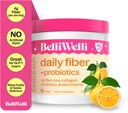 BelliWelli Fiber Supplement for kvinner og menn – Premium daglig fiber pulver fra organisk akacia med lagt til collagen, elektrolyter og probiotika – Ingen Bloat, hysterisk og Gut helse støtte (Orange Yuzu)