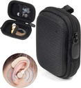 Designet beskyttende tilfelle for høreapparat, hørselsforsterker, personlig lydforsterker, høreapparat, lytteenhet, sterk mini-sak med mesh lomme, universell design (ballistisk svart)