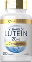 Carlyle Lutein og Zeaxanthin 20 mg | 300 Softgels | Øye Helse Vitaminer | Ikke-GMO & Glutenfri Supplement