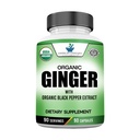 Amerikanske standard kosttilskudd organisk ginger ekstrakt med organisk svart pepper ekstrakt, vegansk, glutenfri, ikke-GMO, 90 kapsler, 90 serveringer